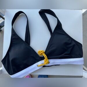 Black and White Bikini Bottom with Yellow Accent